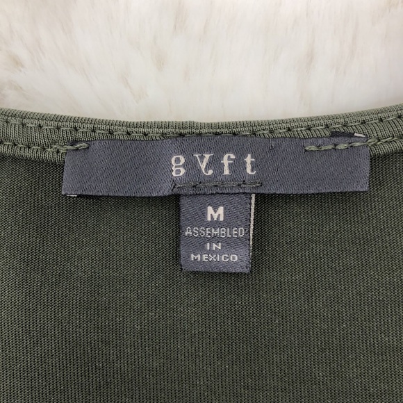 Gyft Tie Front Modal Blouse Army Green Size Medium - Picture 7 of 8